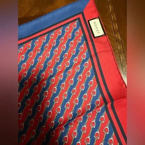 Gucci Horse-bit Pocket Square Silk  Scarf - Picture 10 of 10